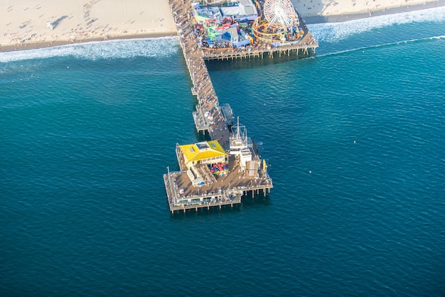 Santa Monica pier, uitzicht vanuit helikopter