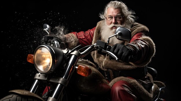 Photo santa on motorbike with big bad