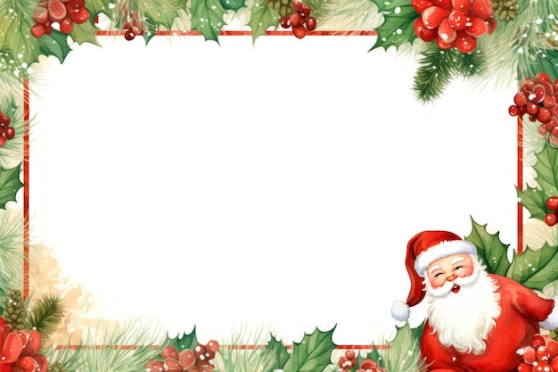 Santa ornament border frame mockup copy space watercolor