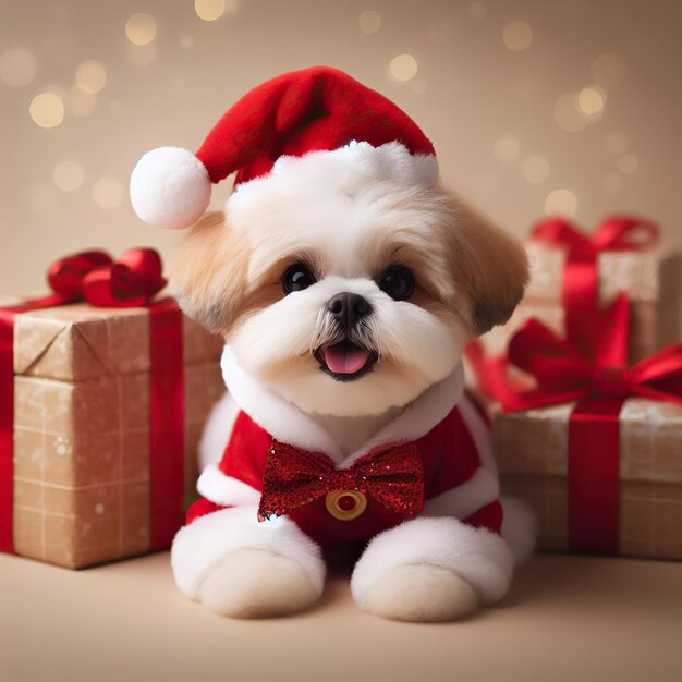 Santa puppy cute christmas