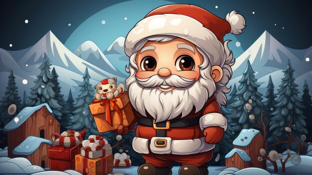 Santa's Enchanted Illustration A Whimsical Depiction of Father Christmas Generative AI