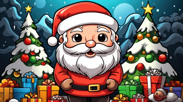 Santa's Enchanted Illustration A Whimsical Depiction of Father Christmas Generative AI