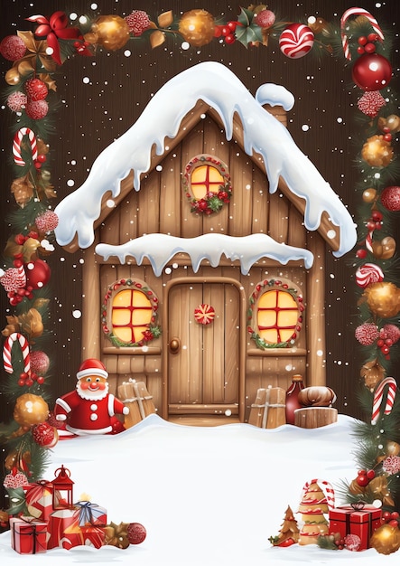 Santa's Workshop watercolor winter border