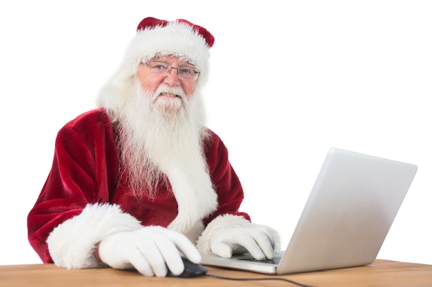 Santa surfs on the internet