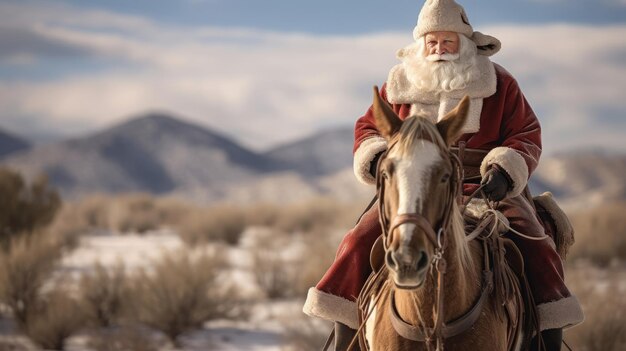 Photo santa tends reindeer ranch