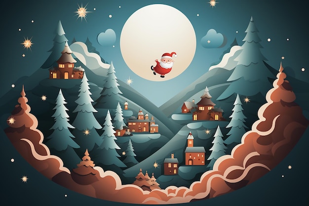 Santa walking in snow cartoon wallpaper