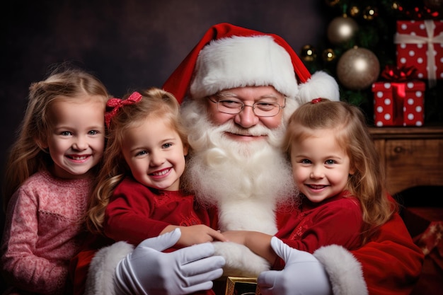 Santa with children and presents