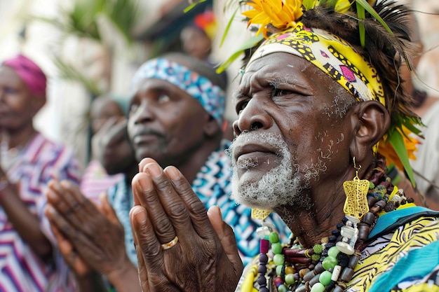 Photo santeria followers participating in religious rite