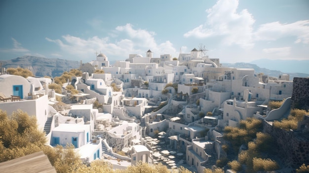 Santorini city artwork ancient cultures architecture religion and famous places spatial concept art