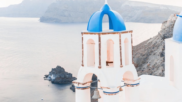 Foto santorini grecia europa viaggi vacanza banner oia città famosa destinazione turistica spazio di copia