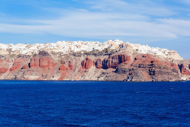 산토리니 섬 공중 탁 트인 전망, 그리스의 키클라데스
