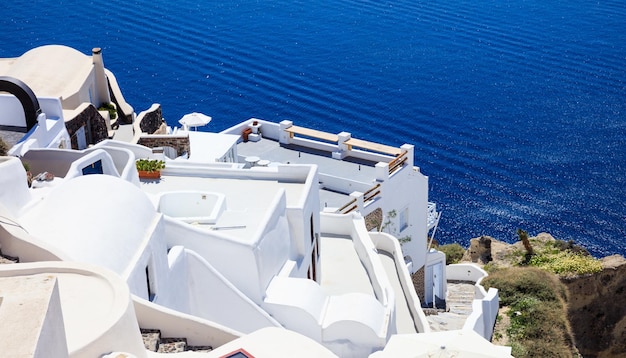 Santorini island Greece Caldera over Aegean sea