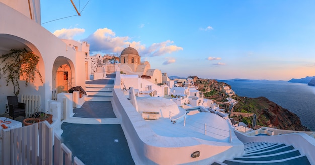 Photo santorini island at sunset greece