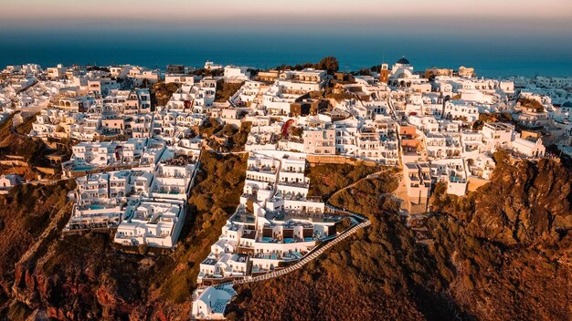 写真 サントリーニ島テラ市ギリシャ空中写真 - ドローン撮影