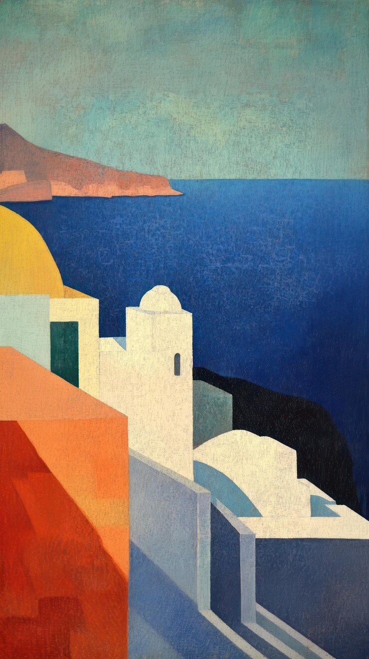 Photo santorini painting art mediterranean