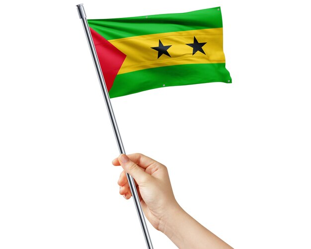 Sao Tom flag in hand