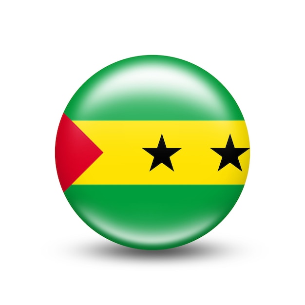 Sao Tome en Principe land vlag in bol met witte schaduw - illustratie