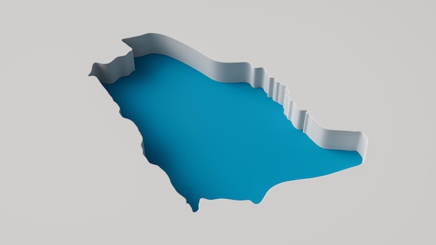 Saoedi-Arabië Kaart 3d innerlijke extrudeerkaart Zeediepte met innerlijke schaduw