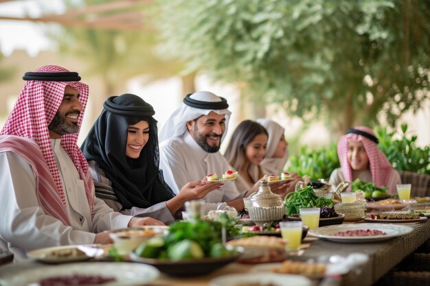 Saoedi-Arabische familiebijeenkomst thuis