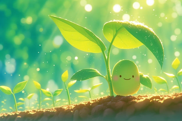 sapling make a happy face in a refreshing concept