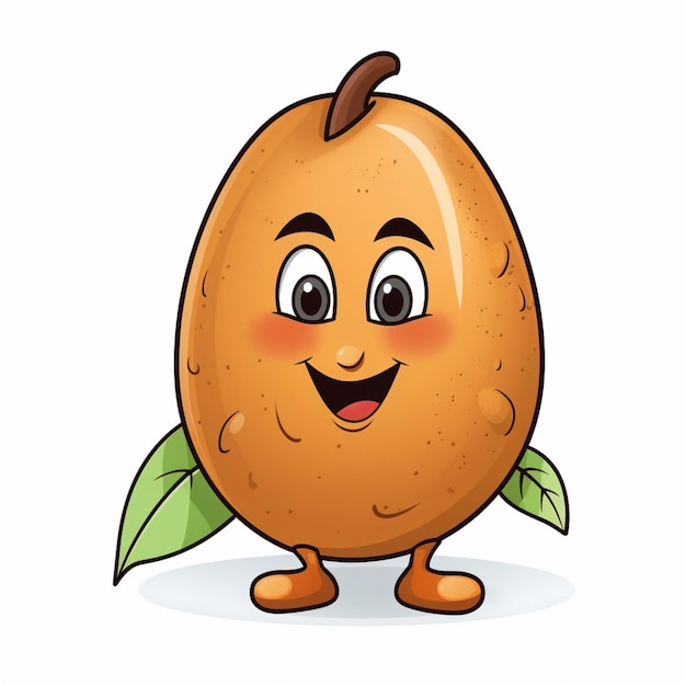 Sapodilla 2d cartoon illustraton op witte achtergrond hoog