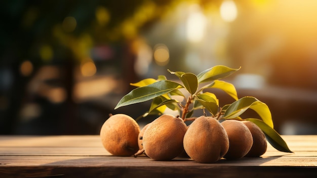 Photo sapodilla fruits on the table