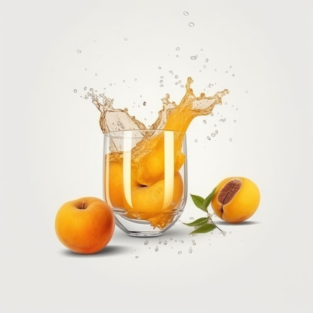 Sapota juice with splashes with sapota fruit in isolated white background studio shot