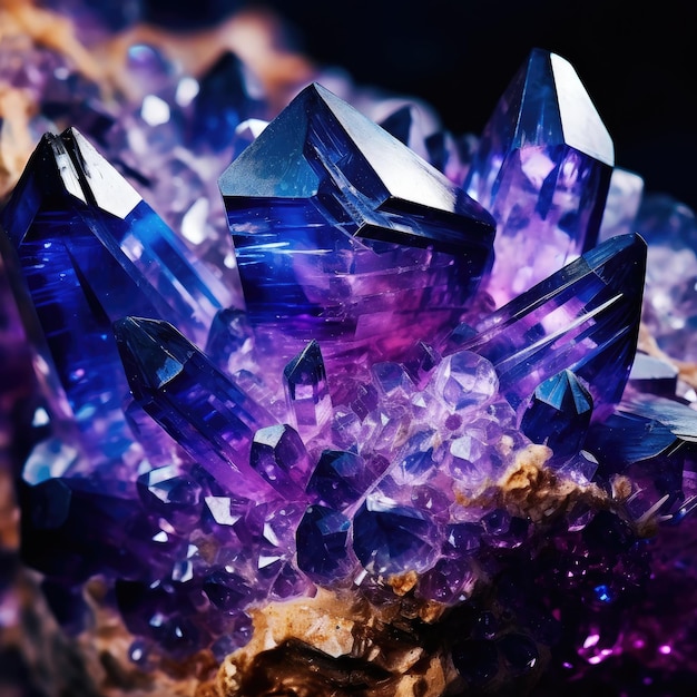 Sapphire and amethyst crystals in a dazzling