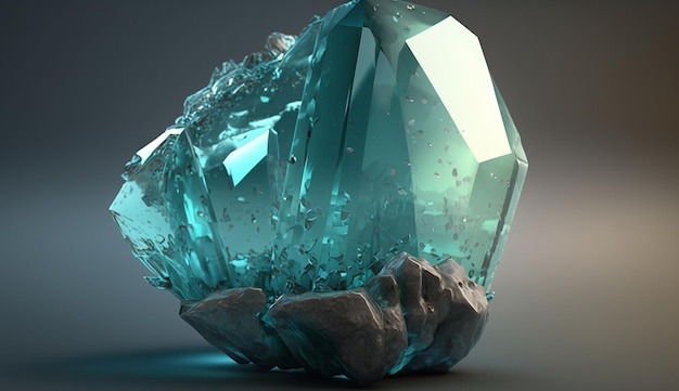 Sapphire aquamarine natural stone white background AI Generated image