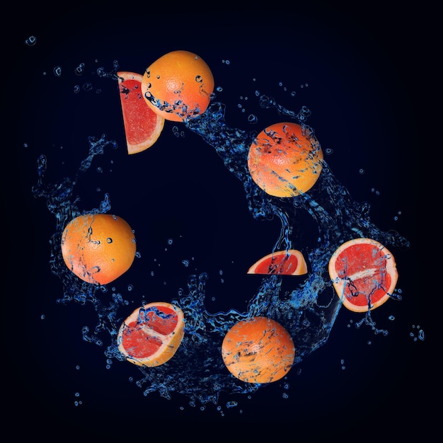 Sappig fruit grapefruit in water behang voor ontwerpers en illustratoren