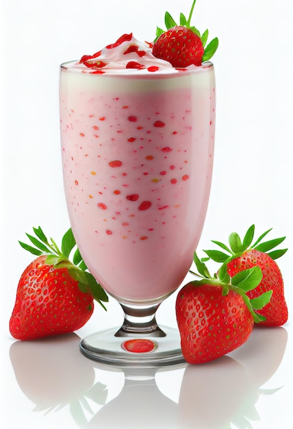 Sappige Aardbei smoothie op witte achtergrond