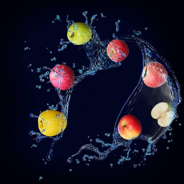 Sappige fruitappel in water wallpapers voor ontwerpers en illustratoren