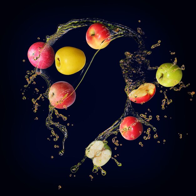 Sappige smakelijke appel met scheutjes sap
