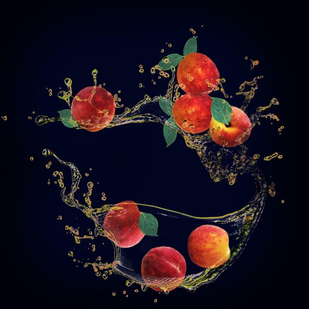 Sappige smakelijke perzik met uitbarstingen van sap zit vol vitamines