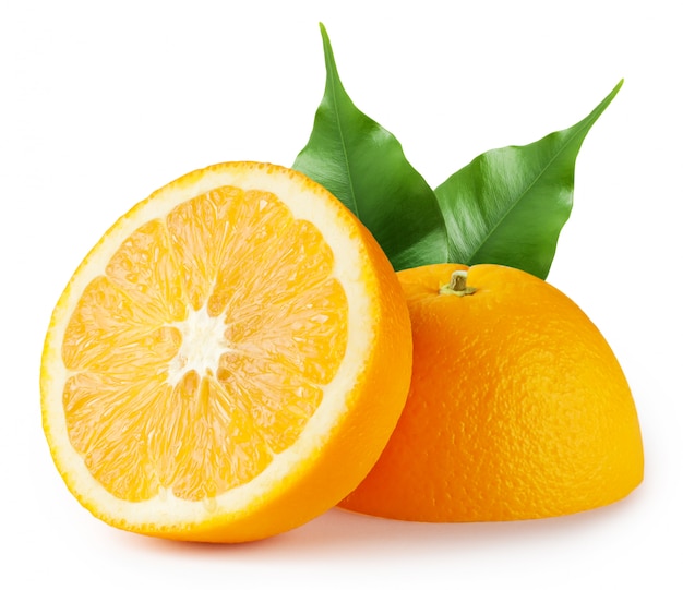 Sappige tropische sinaasappel met bladeren