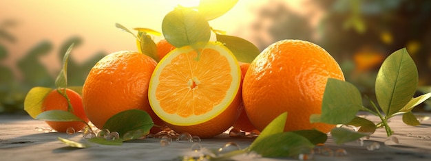 Sappige verse sinaasappel op tafel sinaasappelsap Generatieve AI
