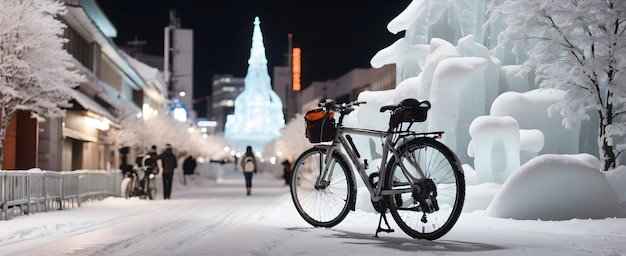 Photo sapporo snow ride explore winter wonderland on two wheels among ice sculptures travel photo