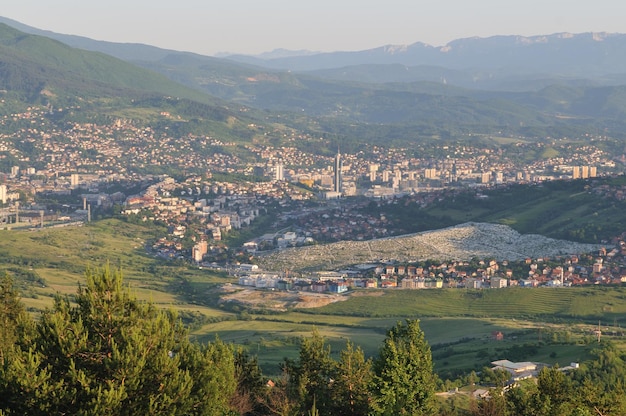 sarajevo city night scene with lights and motion trial