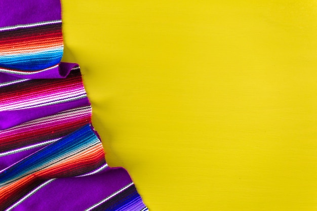 Sarape blanket on a bright yellow background.