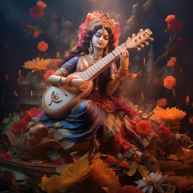 Saraswati Puja 2024 헌신과 학습의 색상