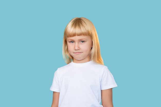 Sarcastic kid naughty childhood blonde little girl