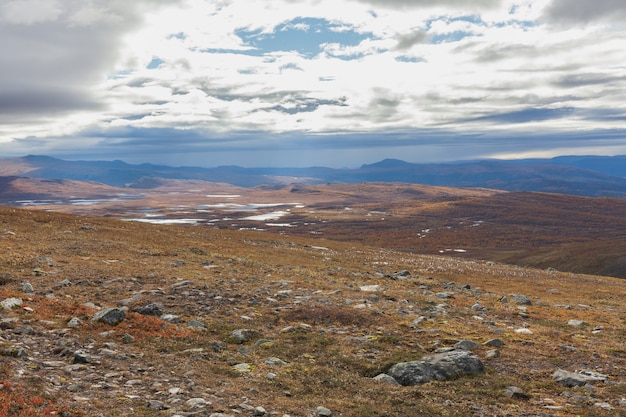 Sarek National Park in Lapland uitzicht vanaf de berg, herfst, Zweden