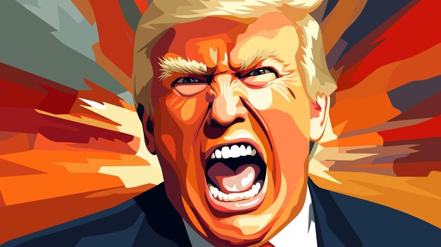 Saricature portrait of an angry Donald Trump