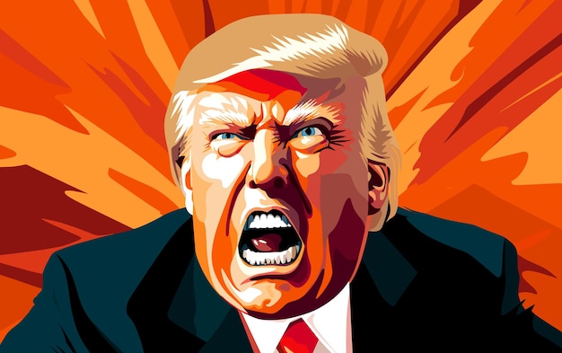 Saricature portrait of an angry Donald Trump