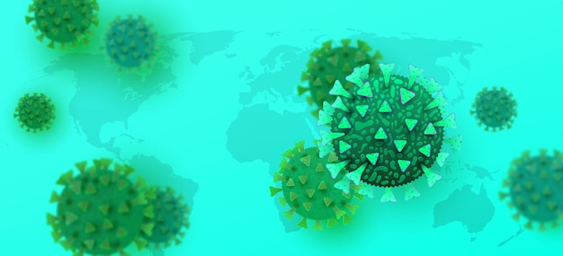 Photo sarscov coronavirus variant omicron cell delta on green background