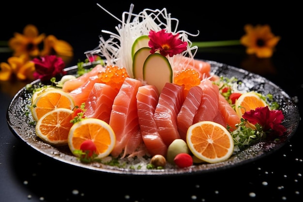 Foto sashimi sensatie frischheid op een bord