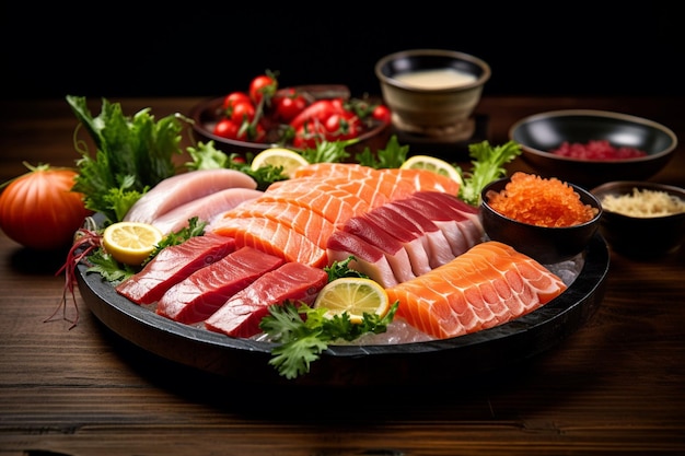 Sashimi uit de Japanse keuken op een bord