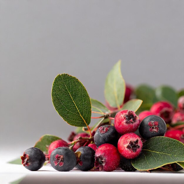 Photo saskatoon berries isolated on white background amelanchier shadbush juneberry irga or sugarplum ripe berries