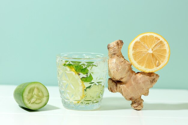 Sassi Water Detox Drink with Lemon Cucumber Ginger and Mint Leaf