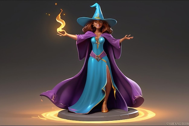 Photo sassy sorceress 3d cartoon character